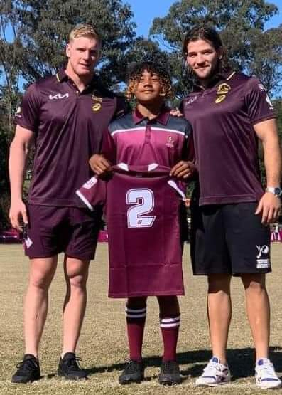 A GIANT congratulations to Tipene Moyes who represented Queensland over weekend!

Tipene is competing in the 10-12year olds state national championships being held in Wollongong NSW, playing against NSW,ACT,VIC over a week long competition.

Achievements this year-south coast u12s rugby league South coast u12s touch 
South coast rugby union-Missed due to commitment to Queensland team.
Plays for the Eagleby Giants u13s team.

Keep dreaming big and living large!!!